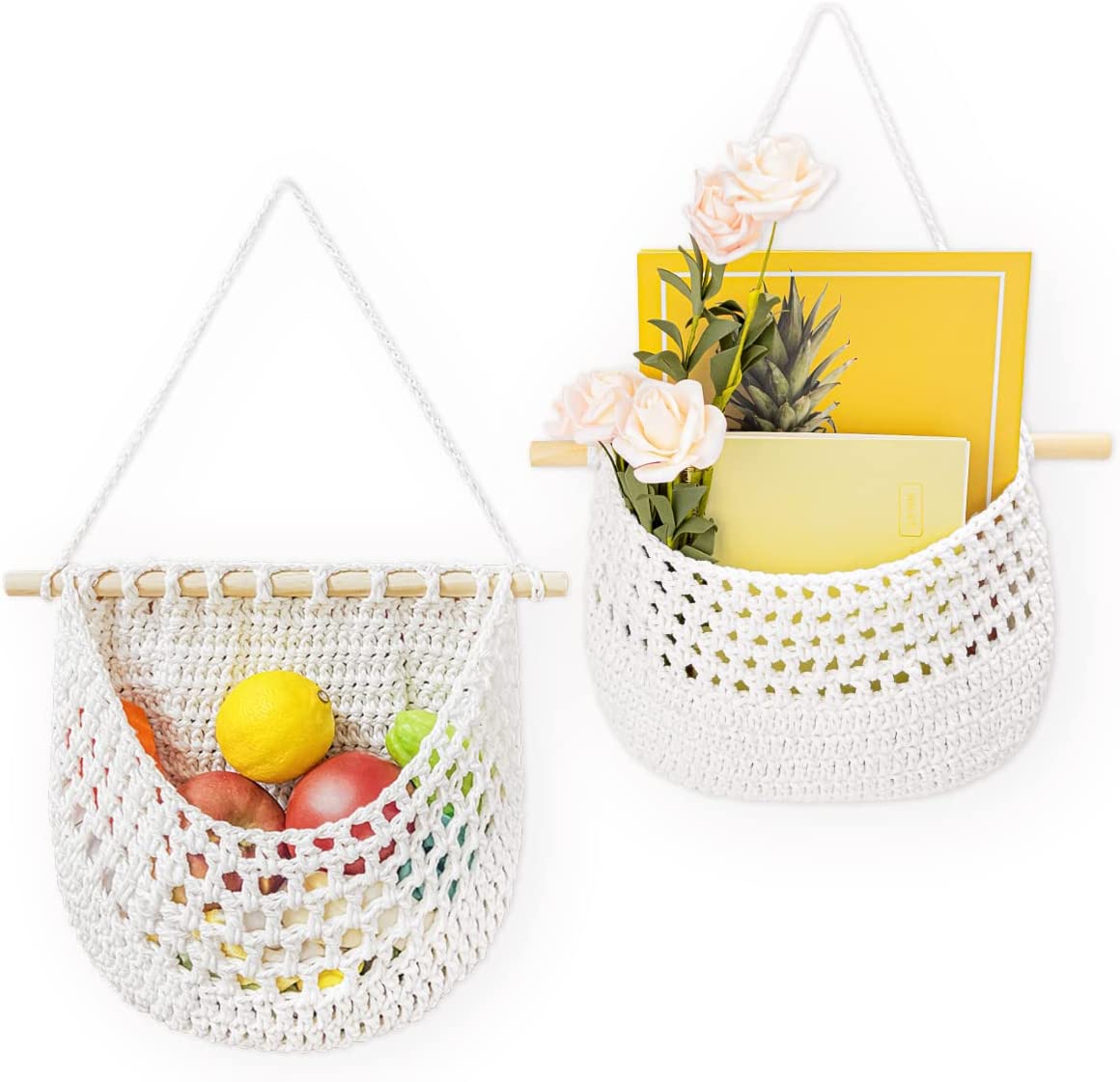 Macrame Wall Hanging Storage Organizer Set Of 2 - Leechoo